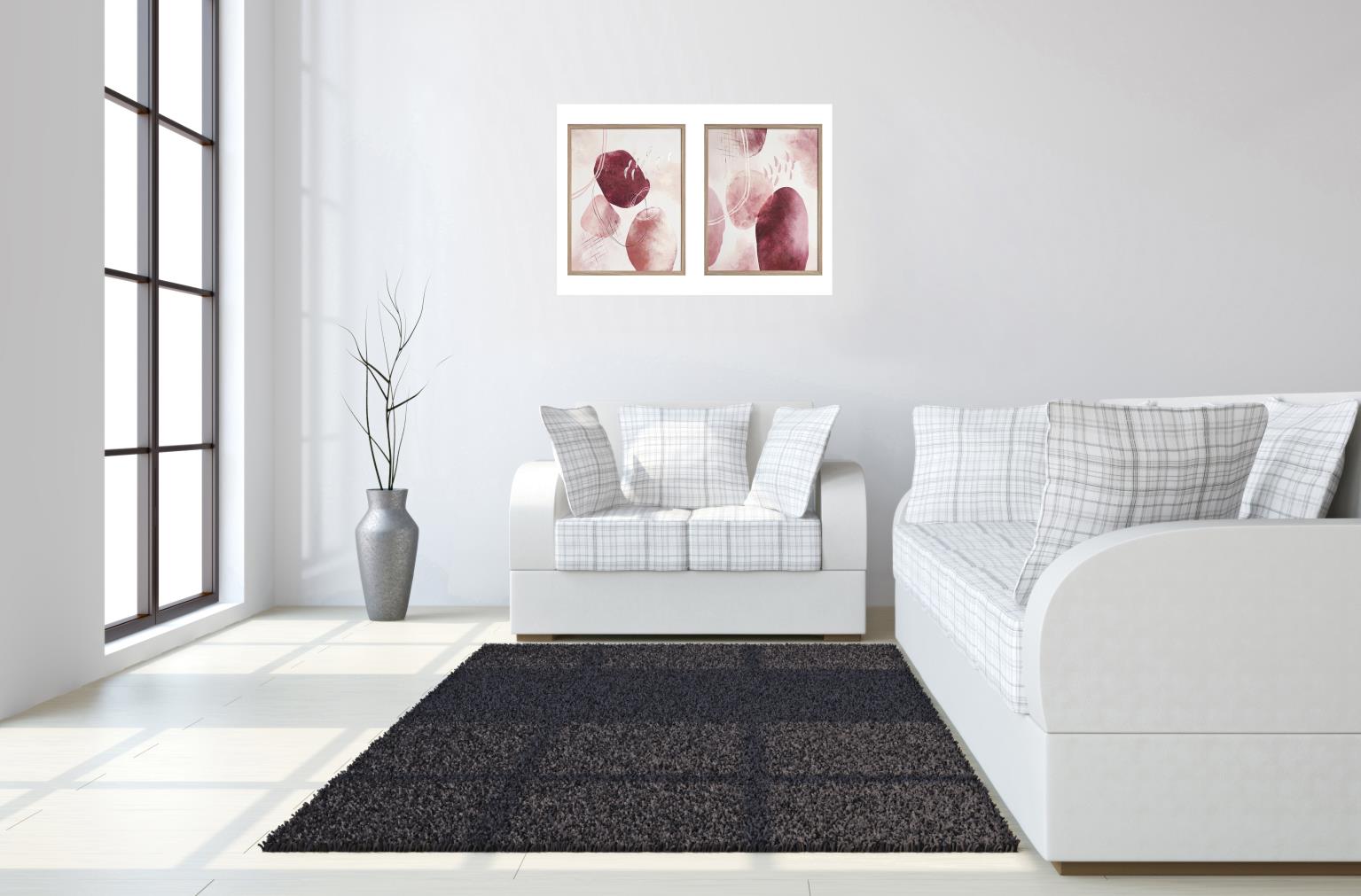 Hand Painted Textured Canvas In Frame (Set) Curated Canvas