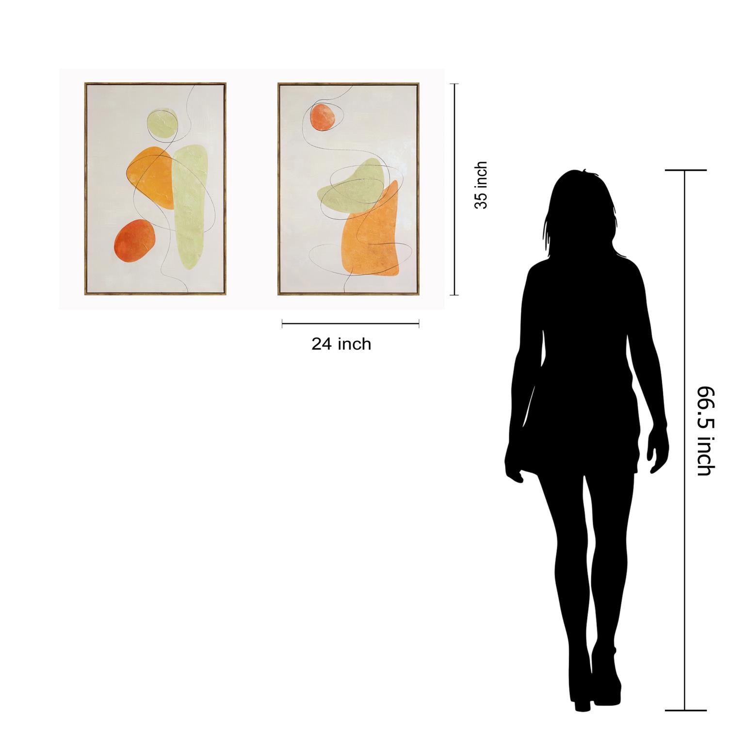 Hand Painted Textured Canvas In Frame (Set) Curated Canvas