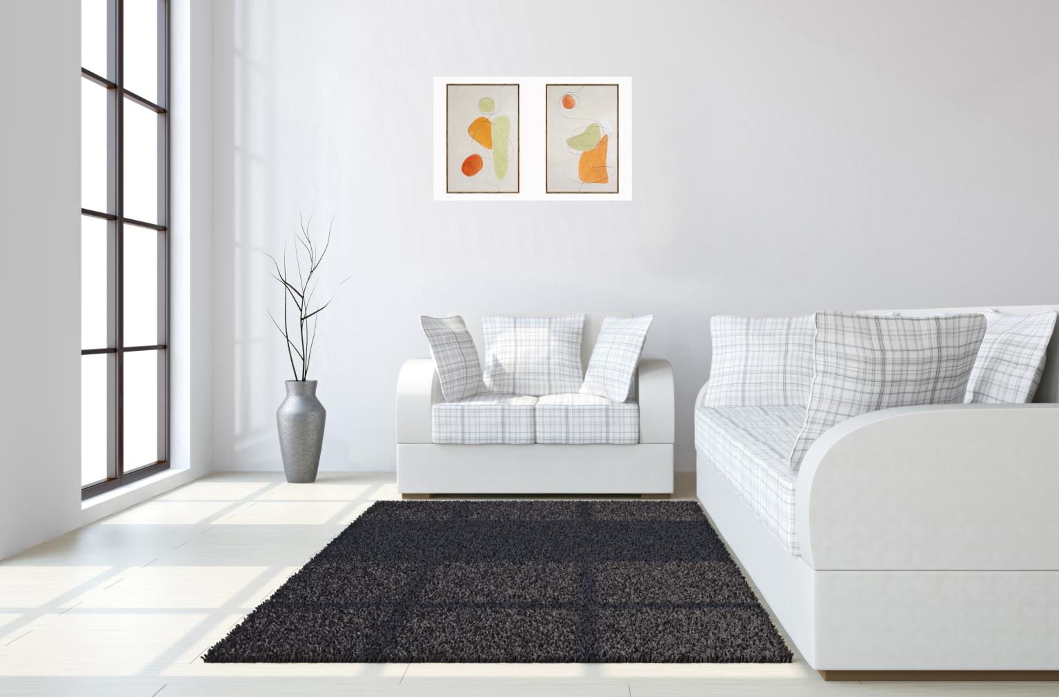 Hand Painted Textured Canvas In Frame (Set) Curated Canvas