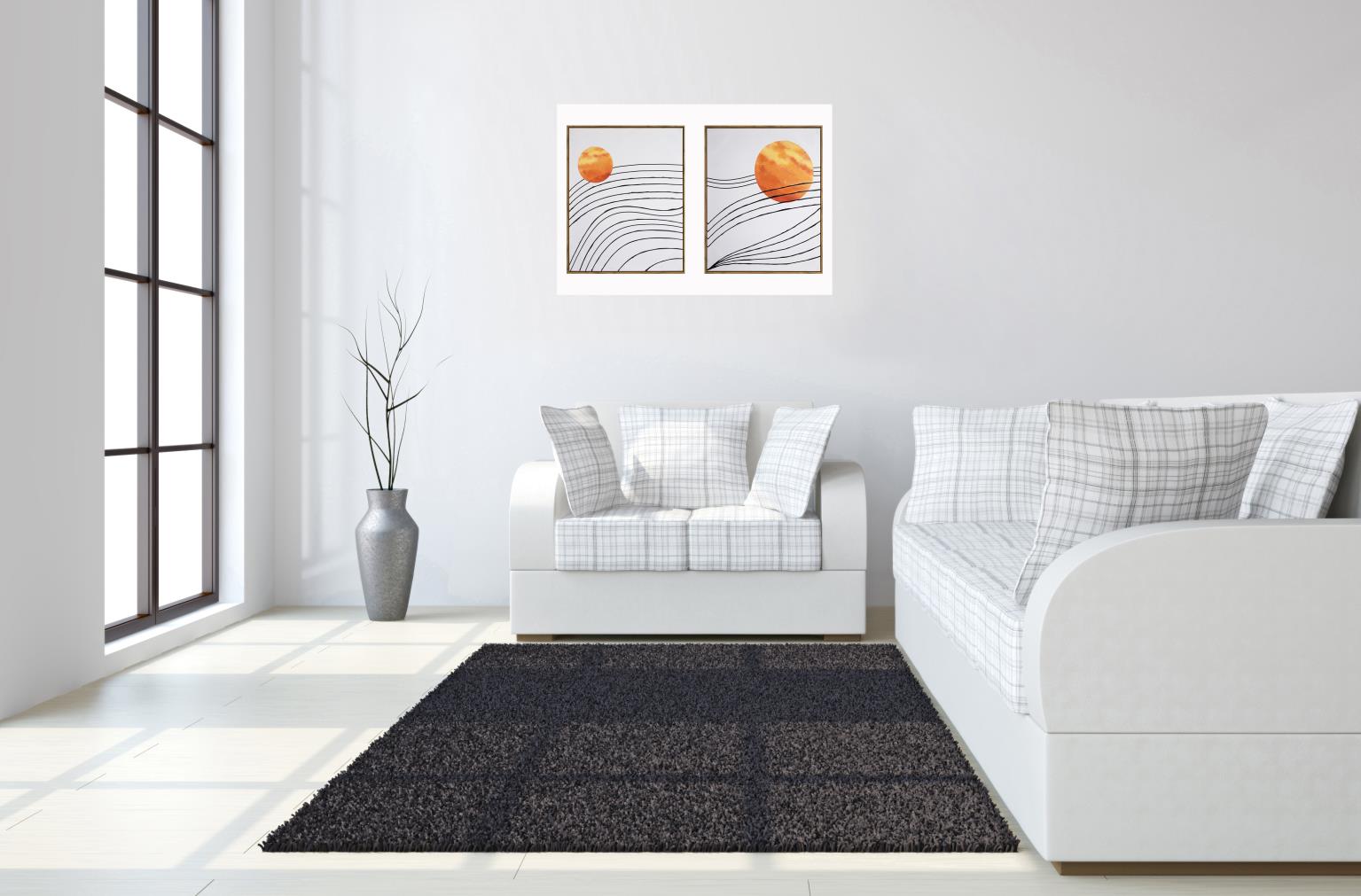 Hand Painted Textured Canvas In Frame (Set) Curated Canvas