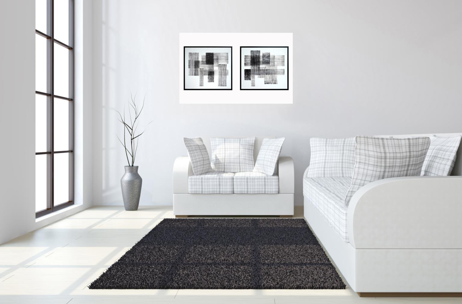 Hand Painted Textured Canvas In Frame (Set) Curated Canvas