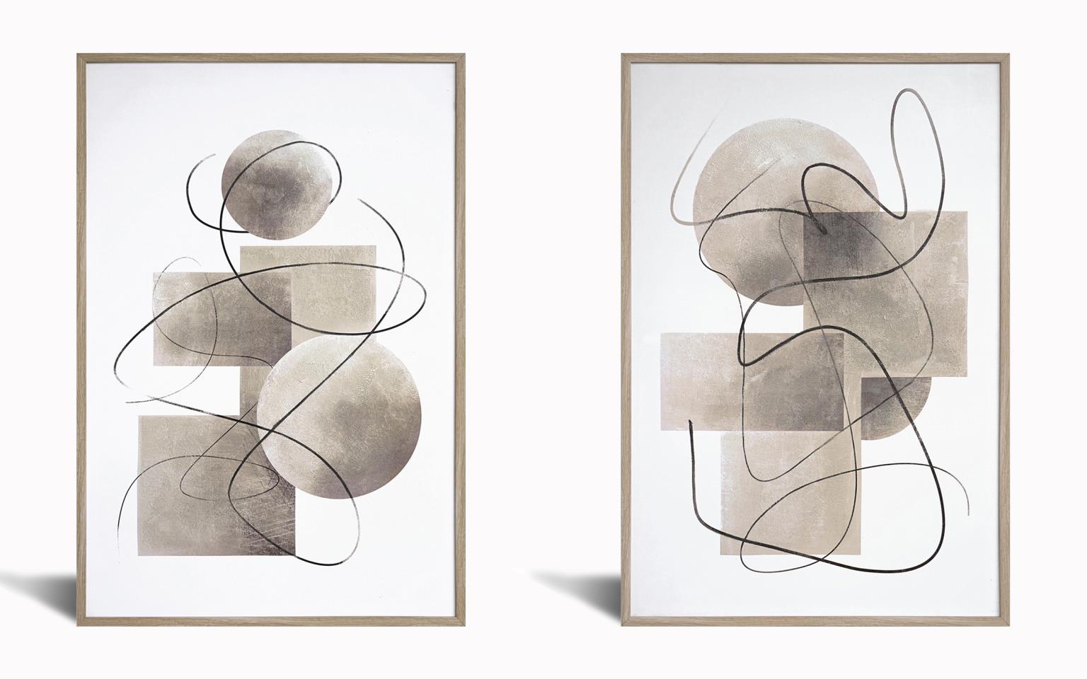 Hand Painted Textured Canvas In Frame (Set) Curated Canvas