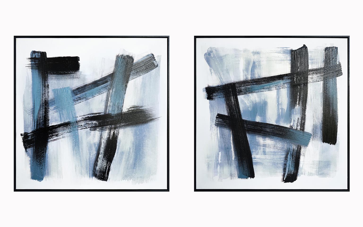 Hand Painted Textured Canvas In Frame (Set) Curated Canvas