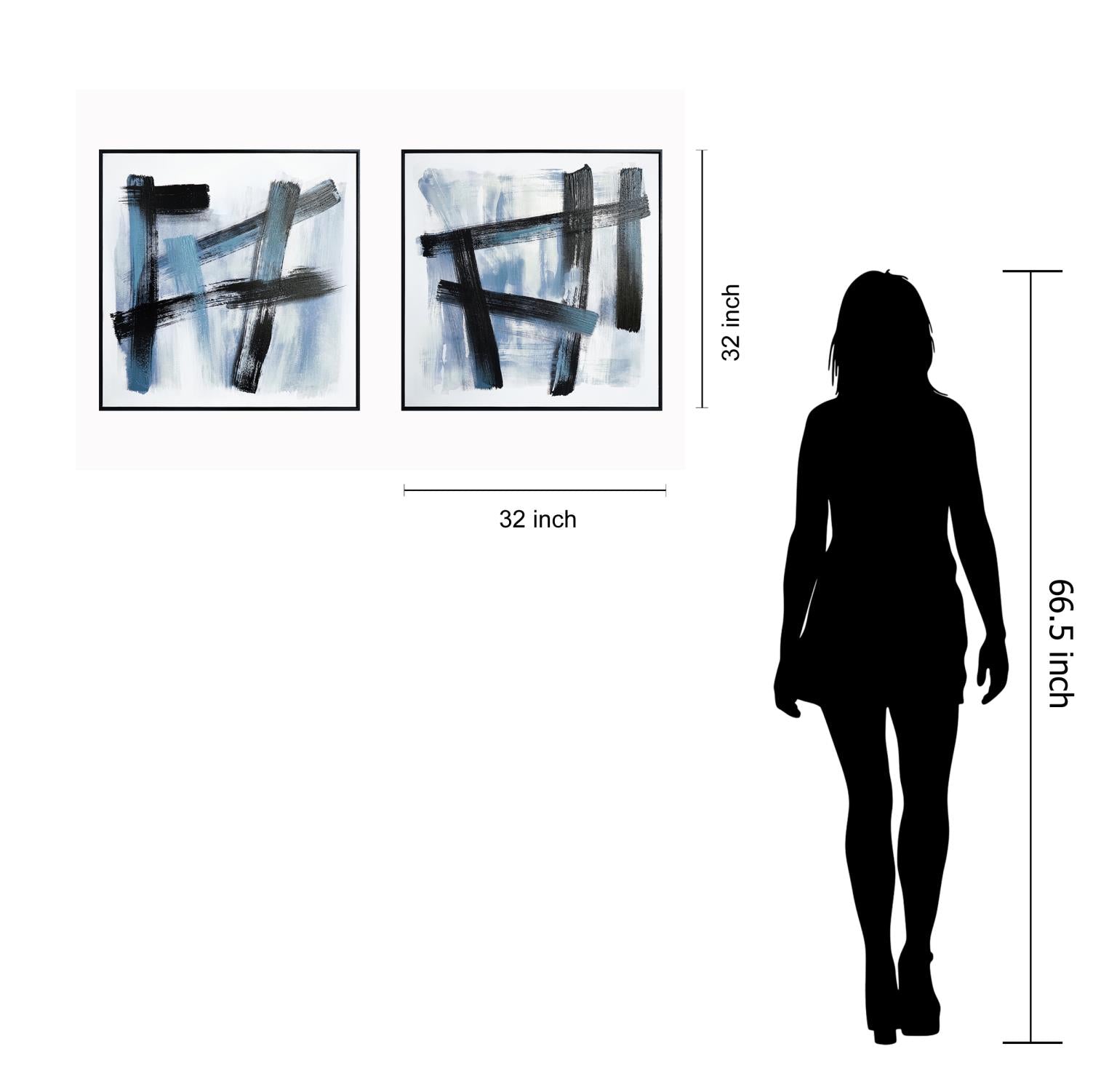 Hand Painted Textured Canvas In Frame (Set) Curated Canvas