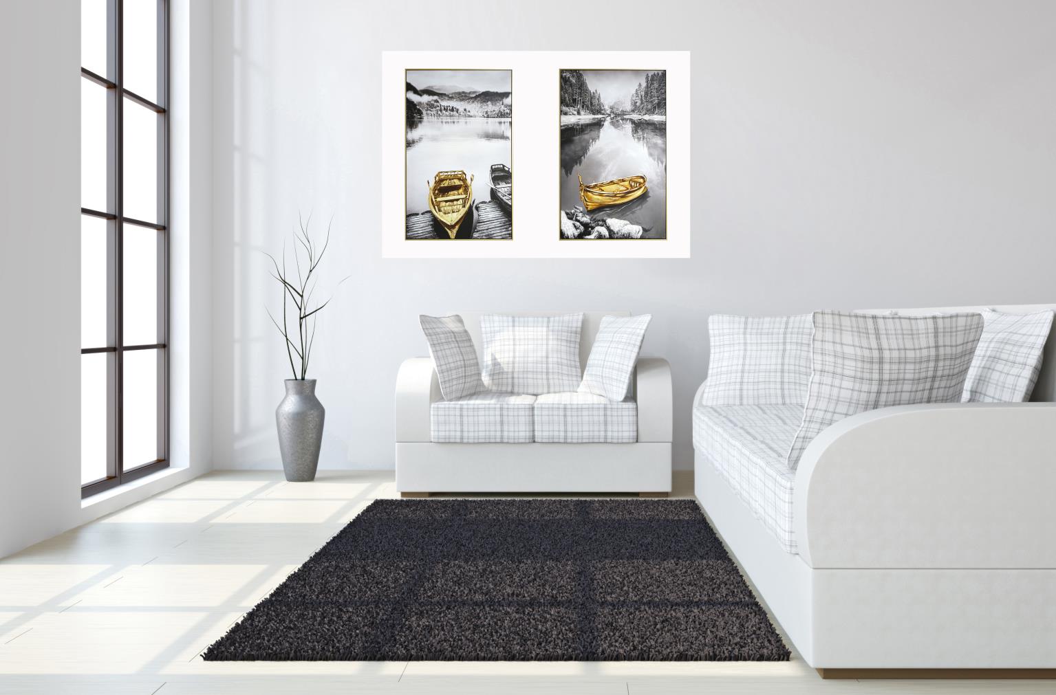 Hand Painted Textured Canvas In Frame (Set) Curated Canvas