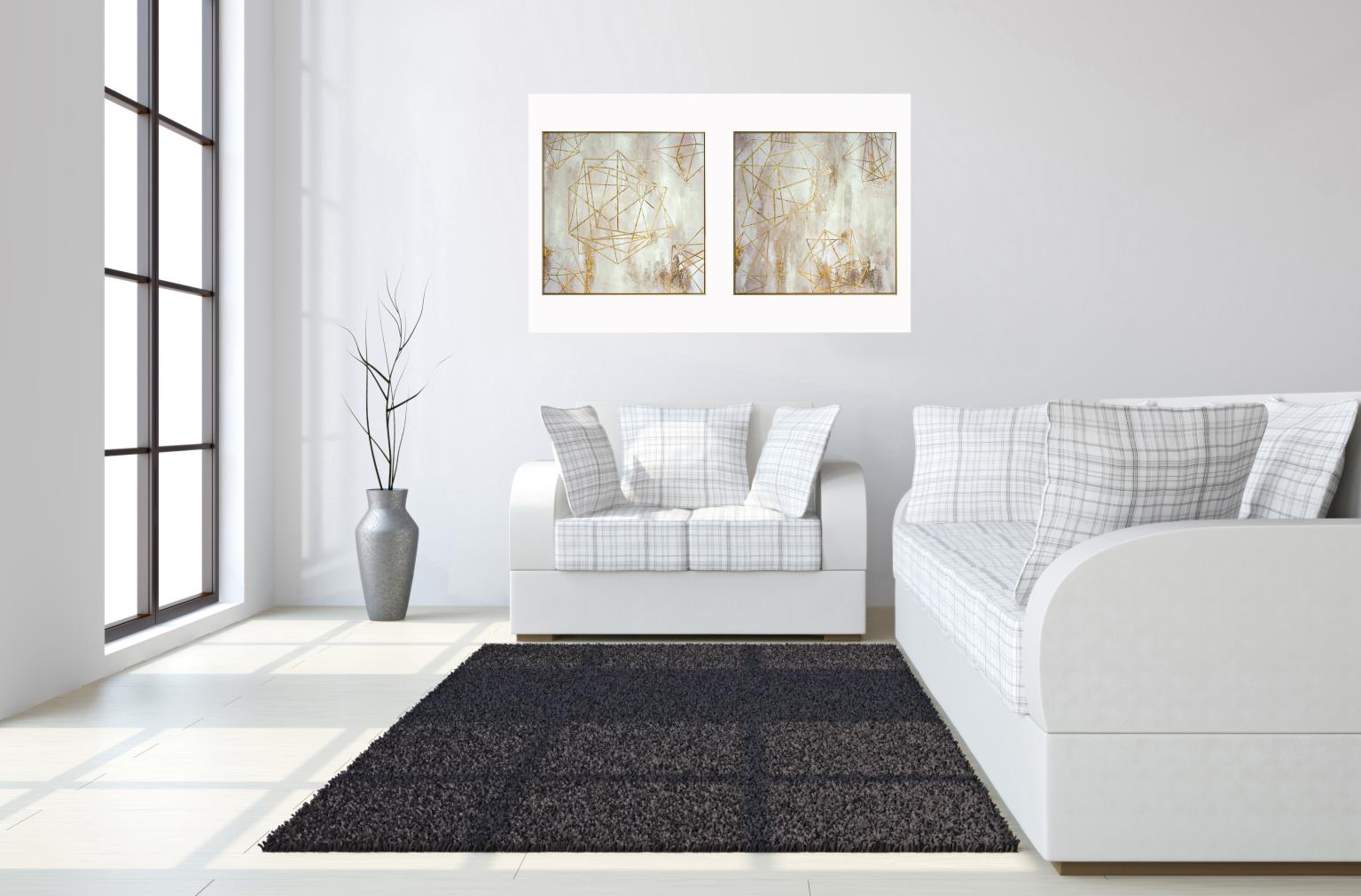 Hand Painted Textured Canvas In Frame (Set) Curated Canvas