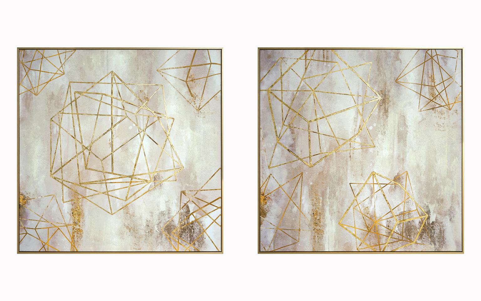 Hand Painted Textured Canvas In Frame (Set) Curated Canvas