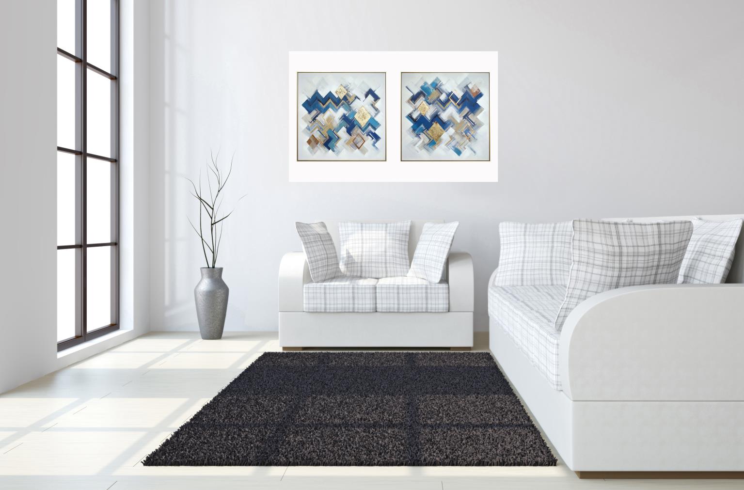Hand Painted Textured Canvas In Frame (Set) Curated Canvas