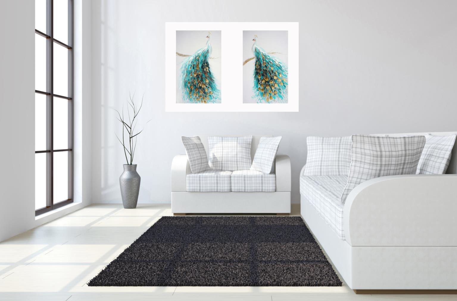 Hand Painted Textured Canvas In Frame (Set) Curated Canvas