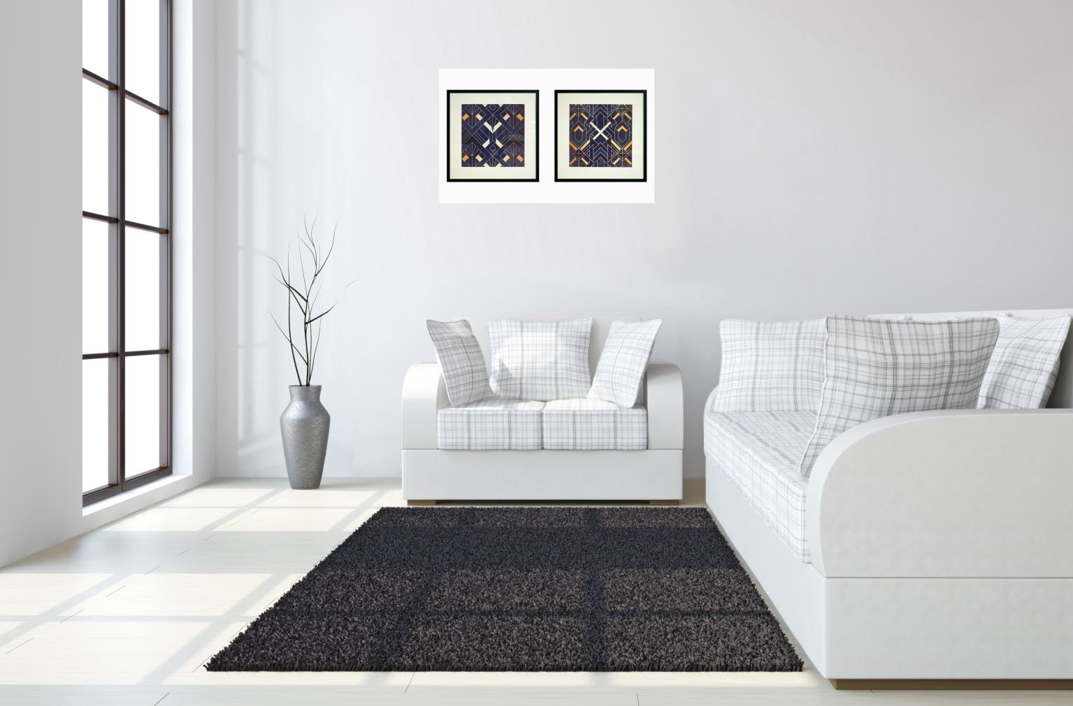 Hand Painted Textured Canvas In Frame (Set) Curated Canvas