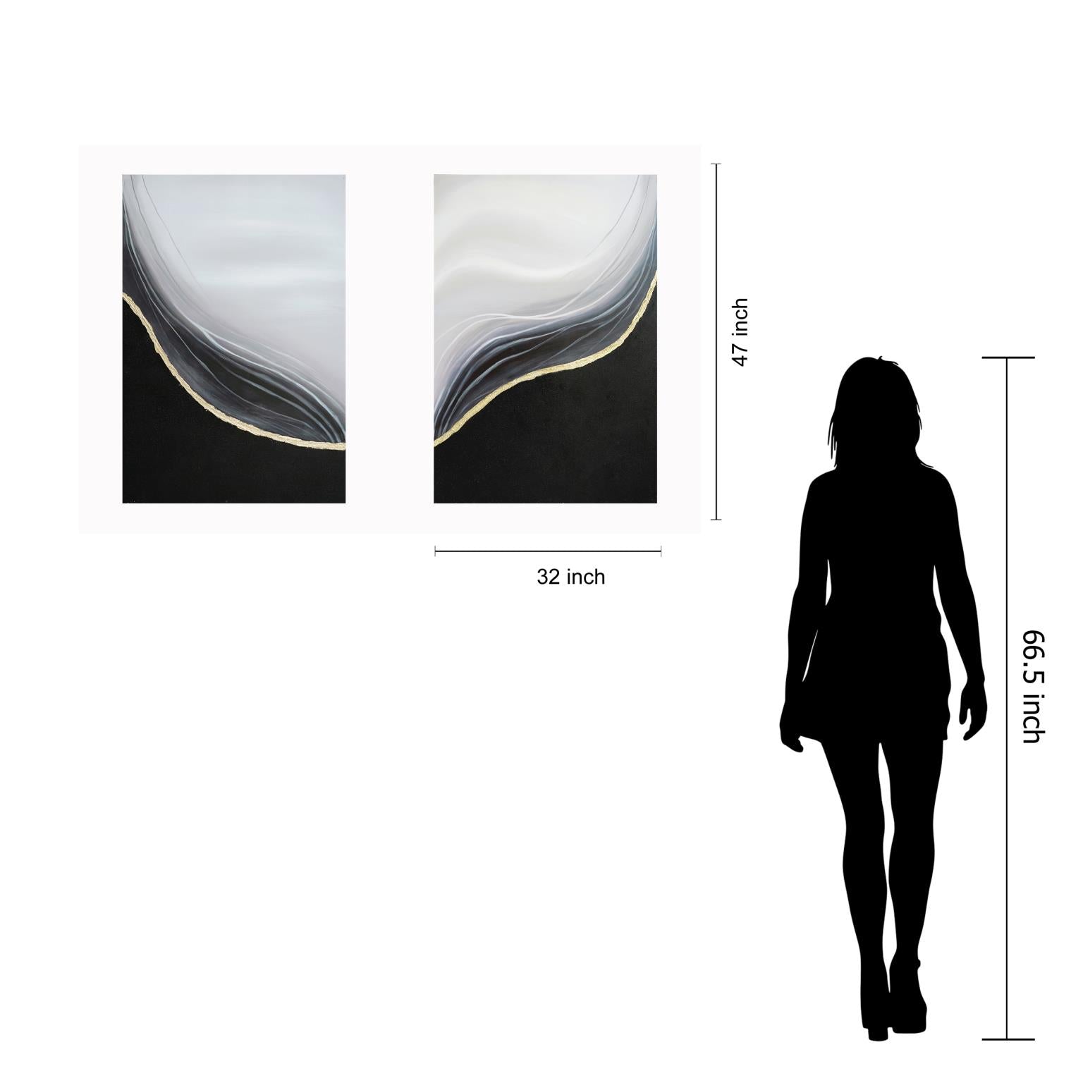 Hand Painted Textured Canvas W/ Foil In Frame (Set) Curated Canvas