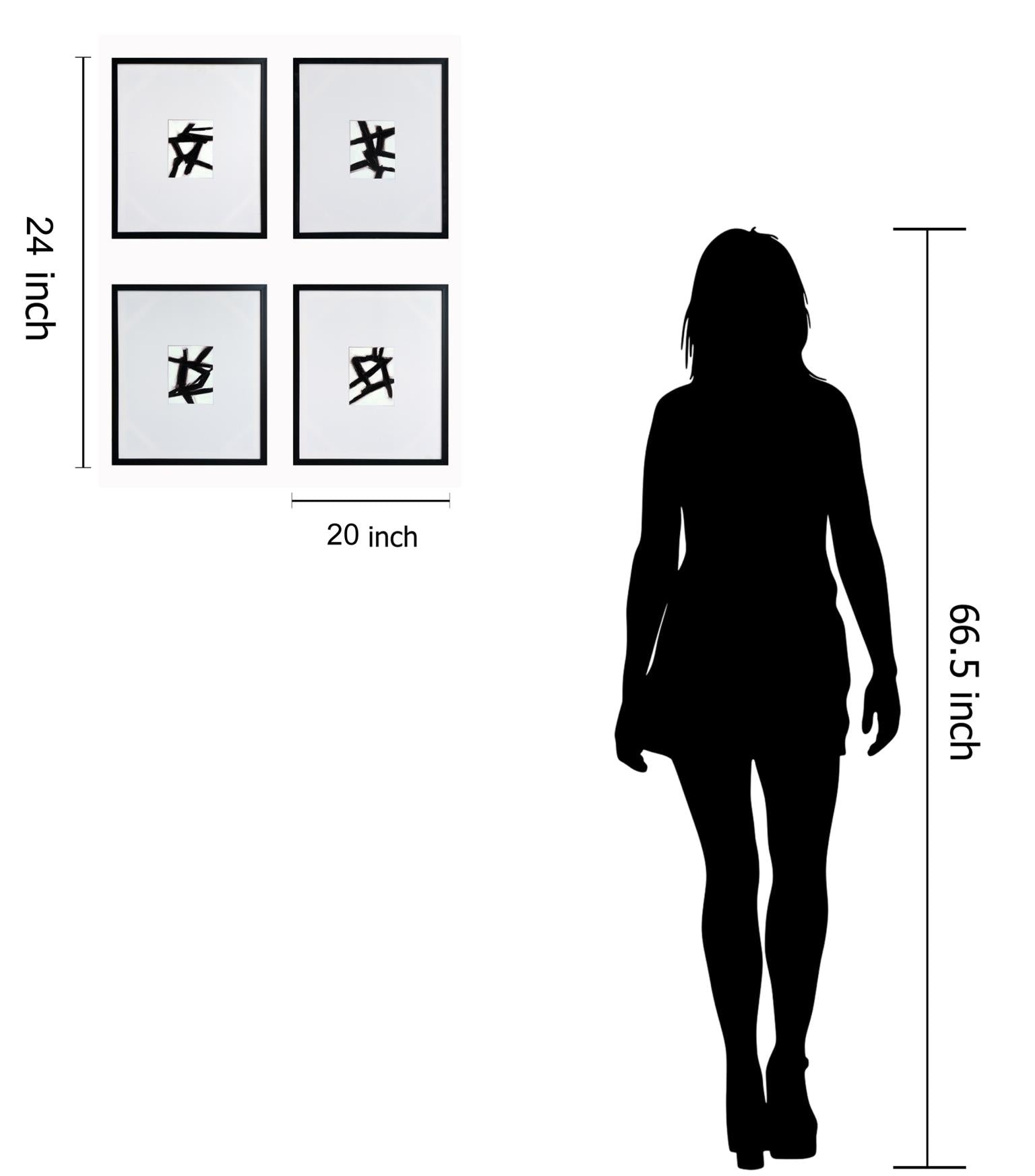 Hand Painted Textured Canvas In Frame (4 Pc Set) Curated Canvas