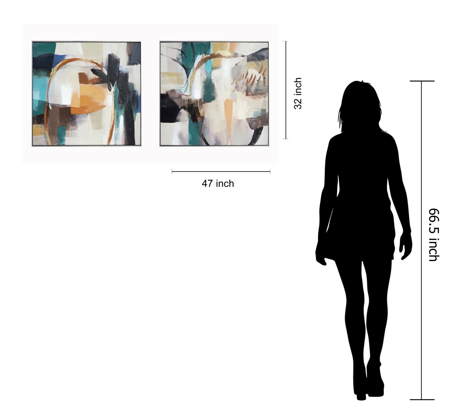 Hand Painted Textured Canvas In Frame (Set) Curated Canvas