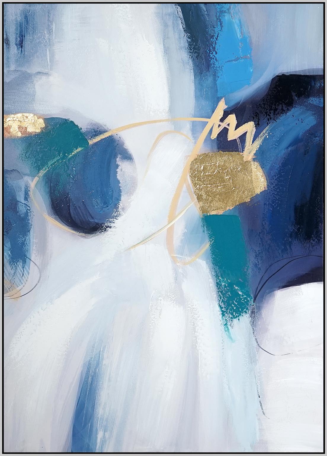 Hand Painted Textured Canvas W/ Foil In Frame Curated Canvas