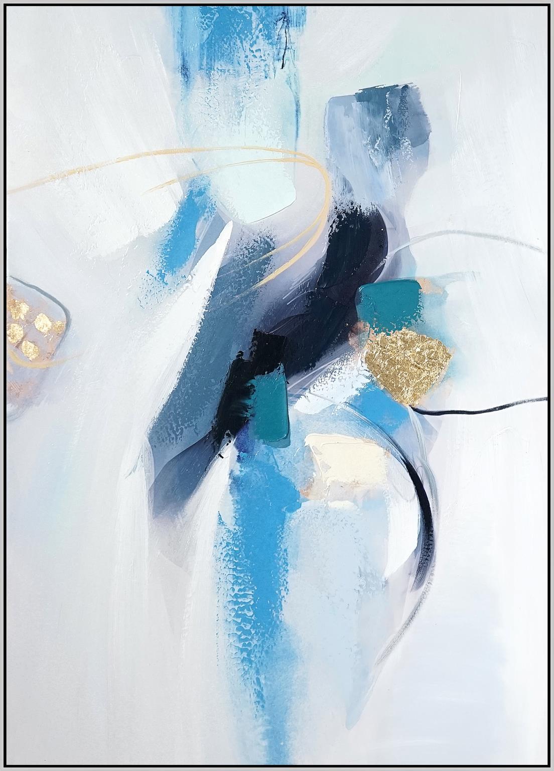 Hand Painted Textured Canvas W/ Foil In Frame Curated Canvas