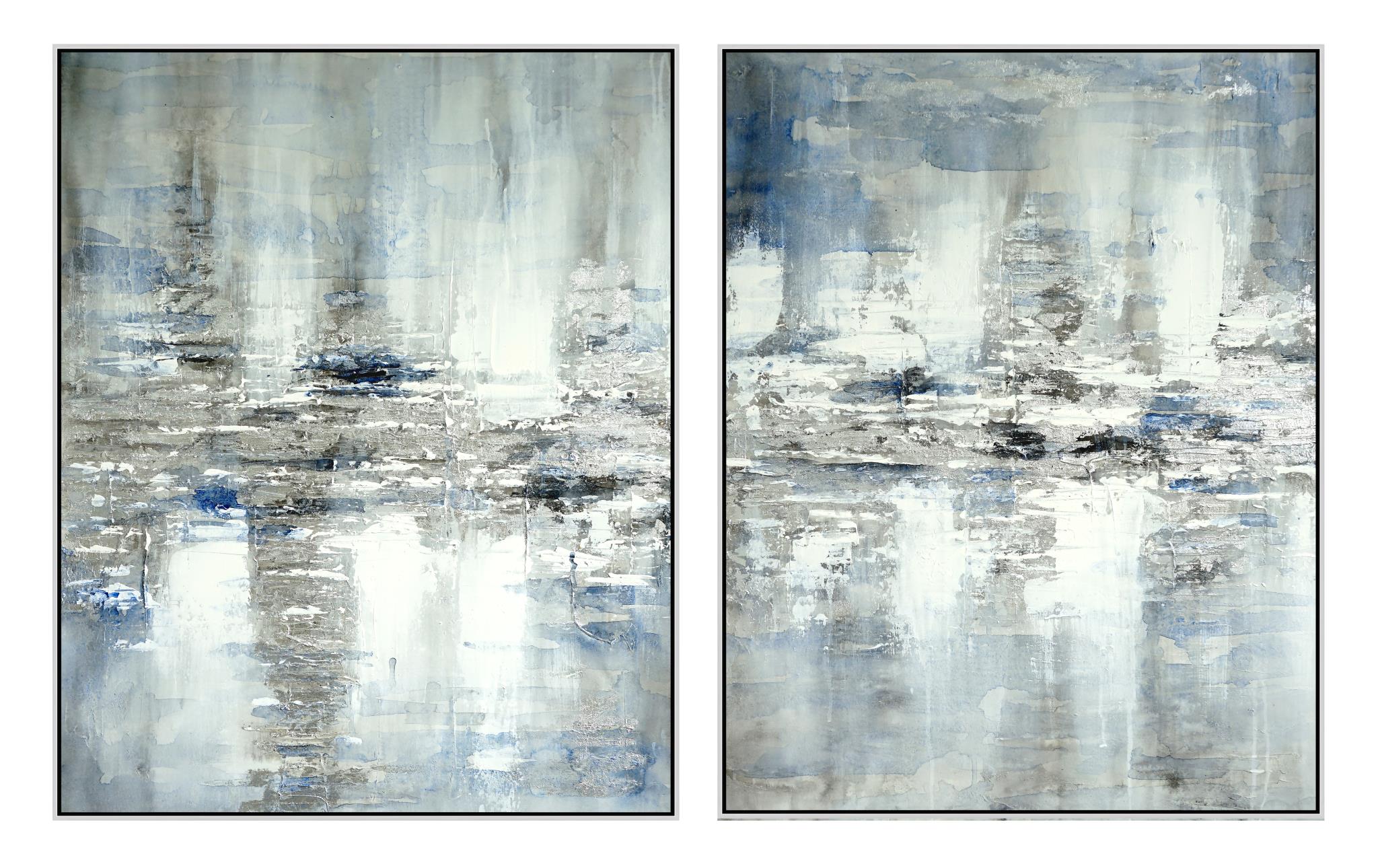 Hand Painted Textured Canvas W/ Foil In Frame - Set Curated Canvas