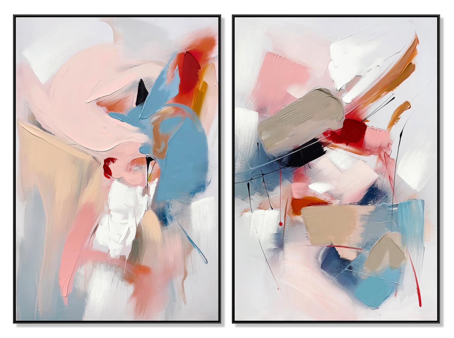 Abstract Pinks And Blues (Set 2) Curated Canvas