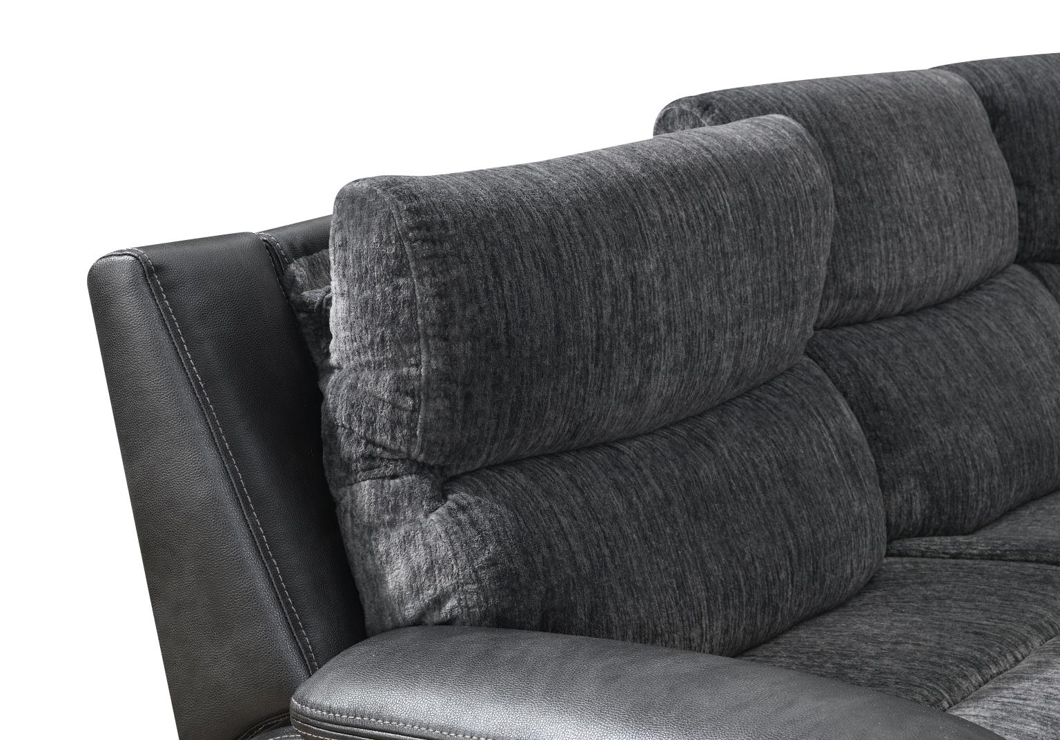 Hazel Dark Gray Power Reclining Sectional W/Power Headrest