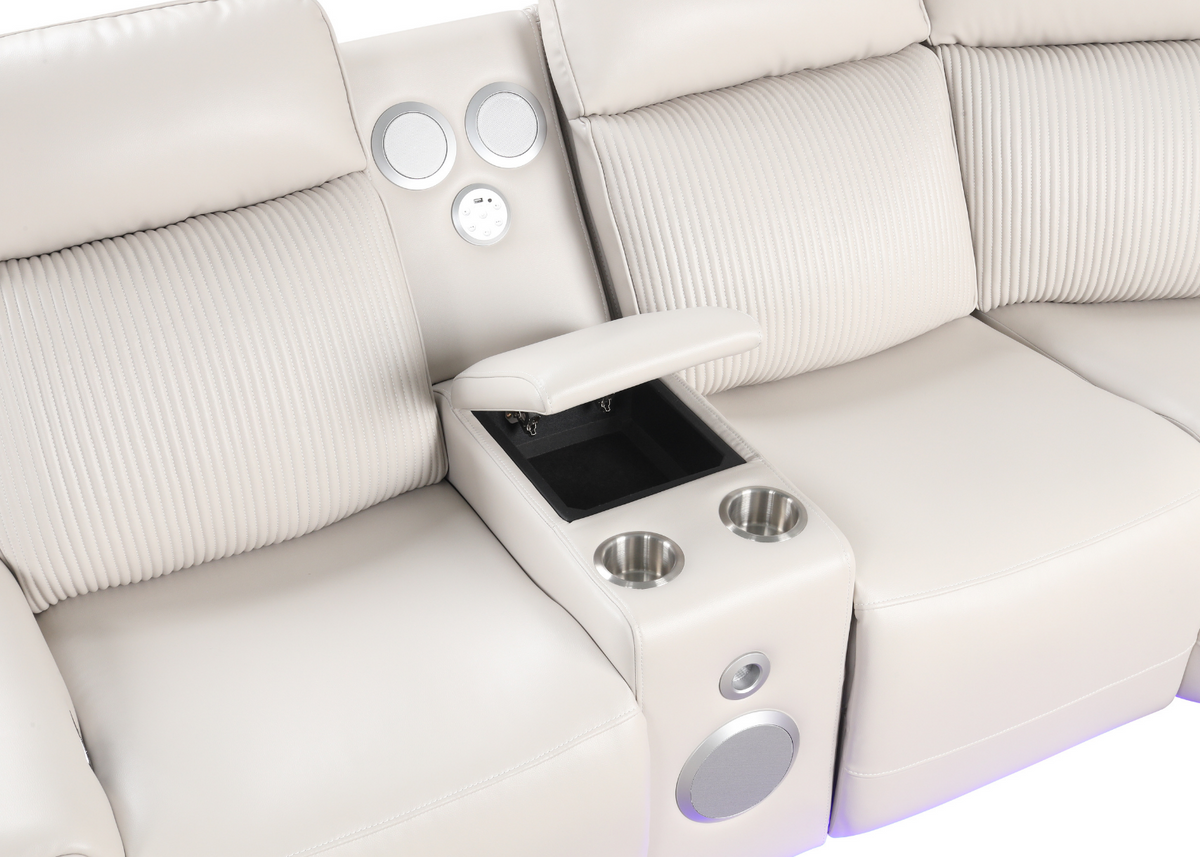 Galaxy Power Reclining Sectional — Blue LED Lighting & Storage