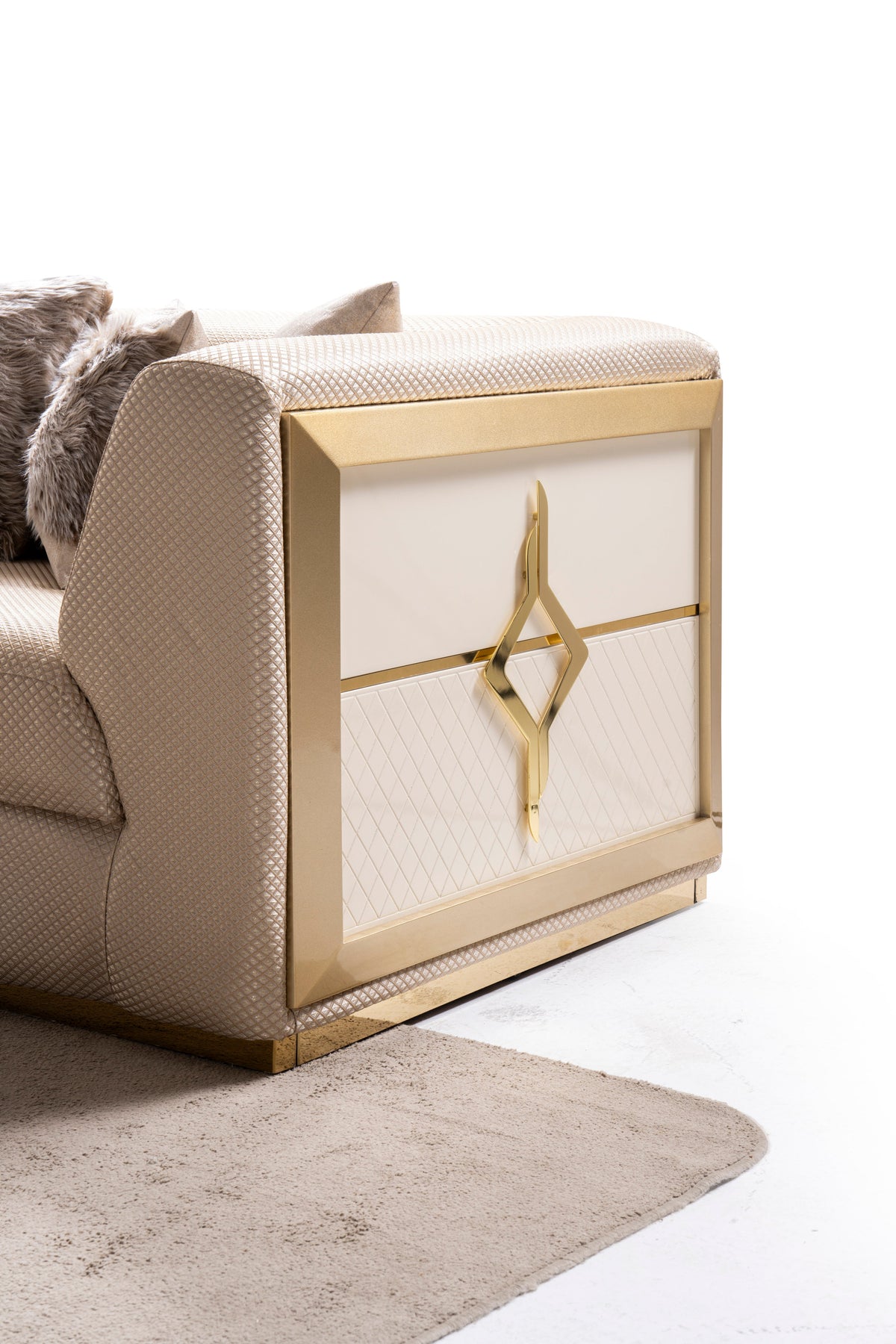 Vega 3-Piece Living Room Set — Brushed Gold Accents