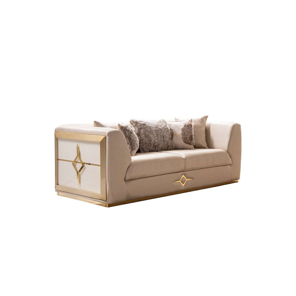 Vega 3-Piece Living Room Set — Brushed Gold Accents