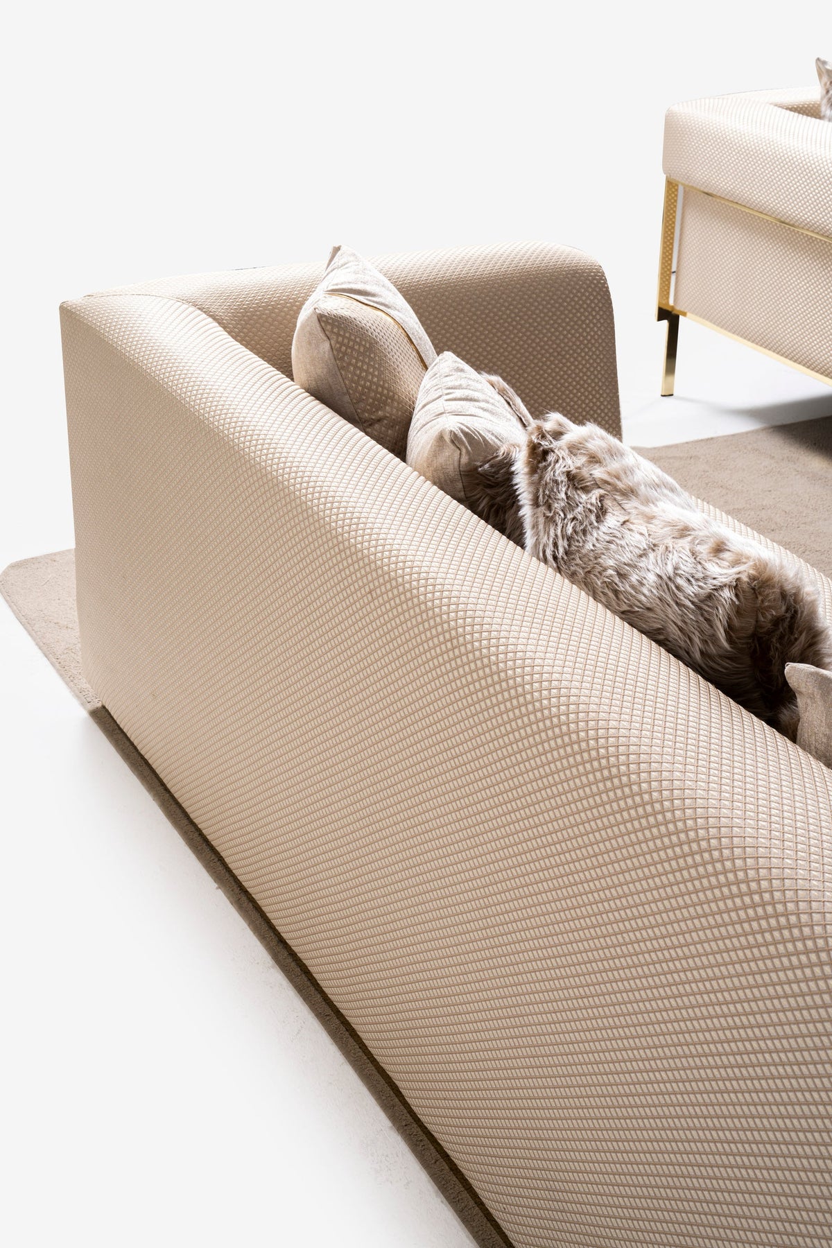 Vega 3-Piece Living Room Set — Brushed Gold Accents