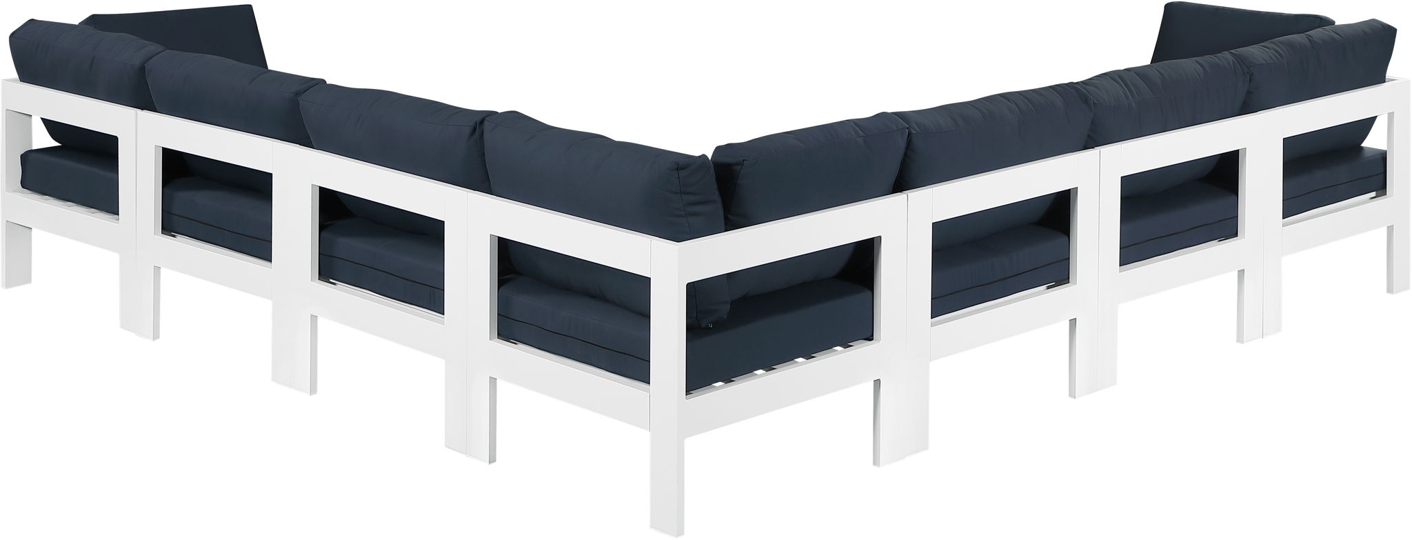 Nizuc - Outdoor Patio 7 Piece Modular Sectional With White Frame