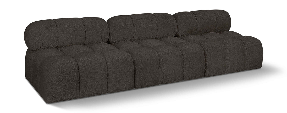 Ames Boucle Modular Sectional — 3-Piece Armless Sofa — Brown