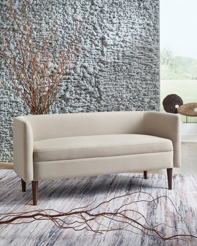 Ashley A3000756 Accent Bench — Curved Back & Wood Legs