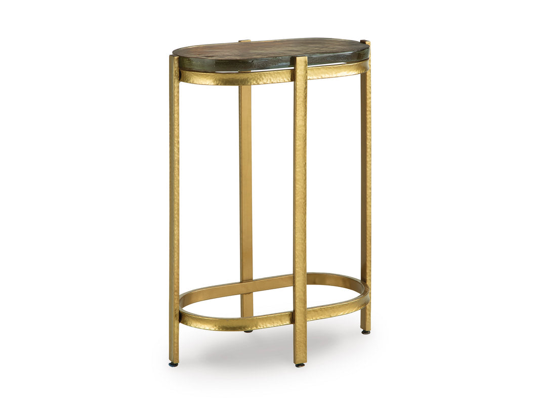 Ashley A4000716 Gold-Tone Accent Table — Iridescent Cast Glass Top
