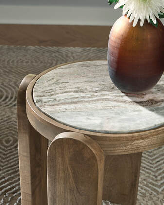 Ashley A4000722 Accent Table — Solid Mango Wood & Marble Top
