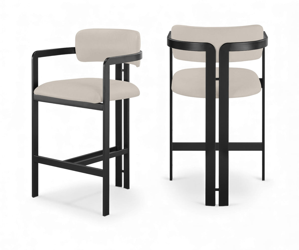 Aurum Vegan Leather Counter Stool — Graphite Black - Taupe