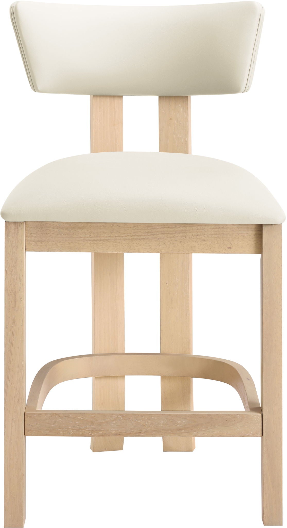 Lavrin Vegan Leather Counter Stool (Set of 2) with Natural Base