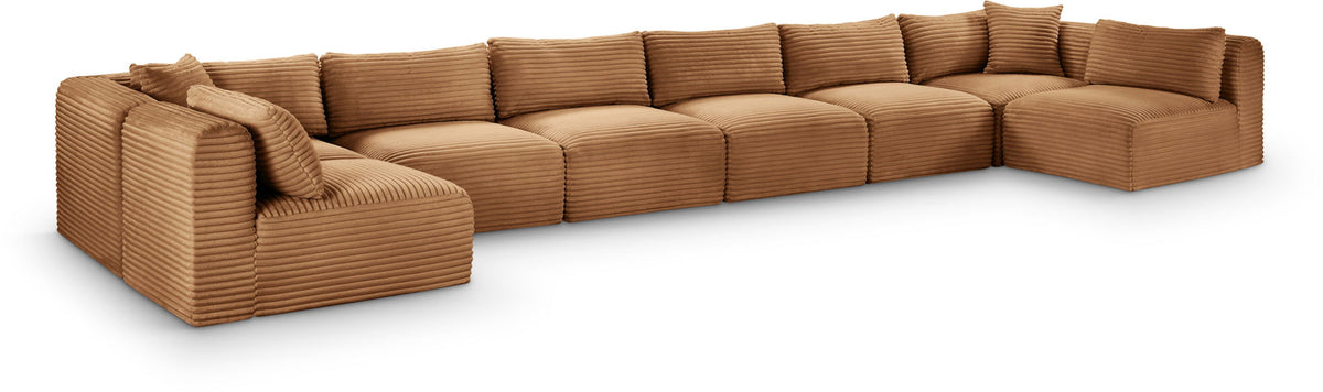 Shaggy - 8 Piece Modular U-Shaped Armless Sectional - Light Brown Fabric
