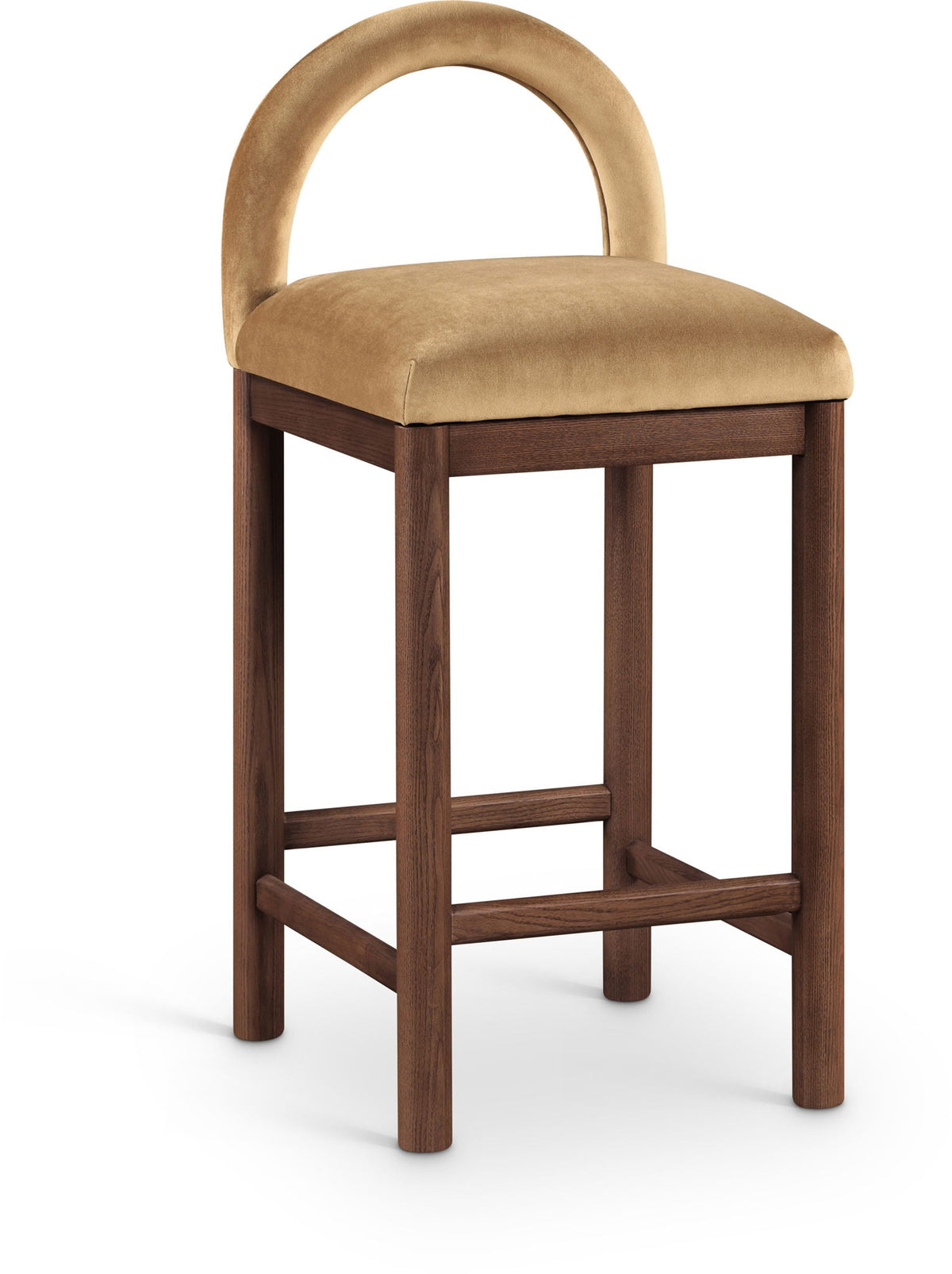 Conrad - Velvet Counter Stool with Brown Legs