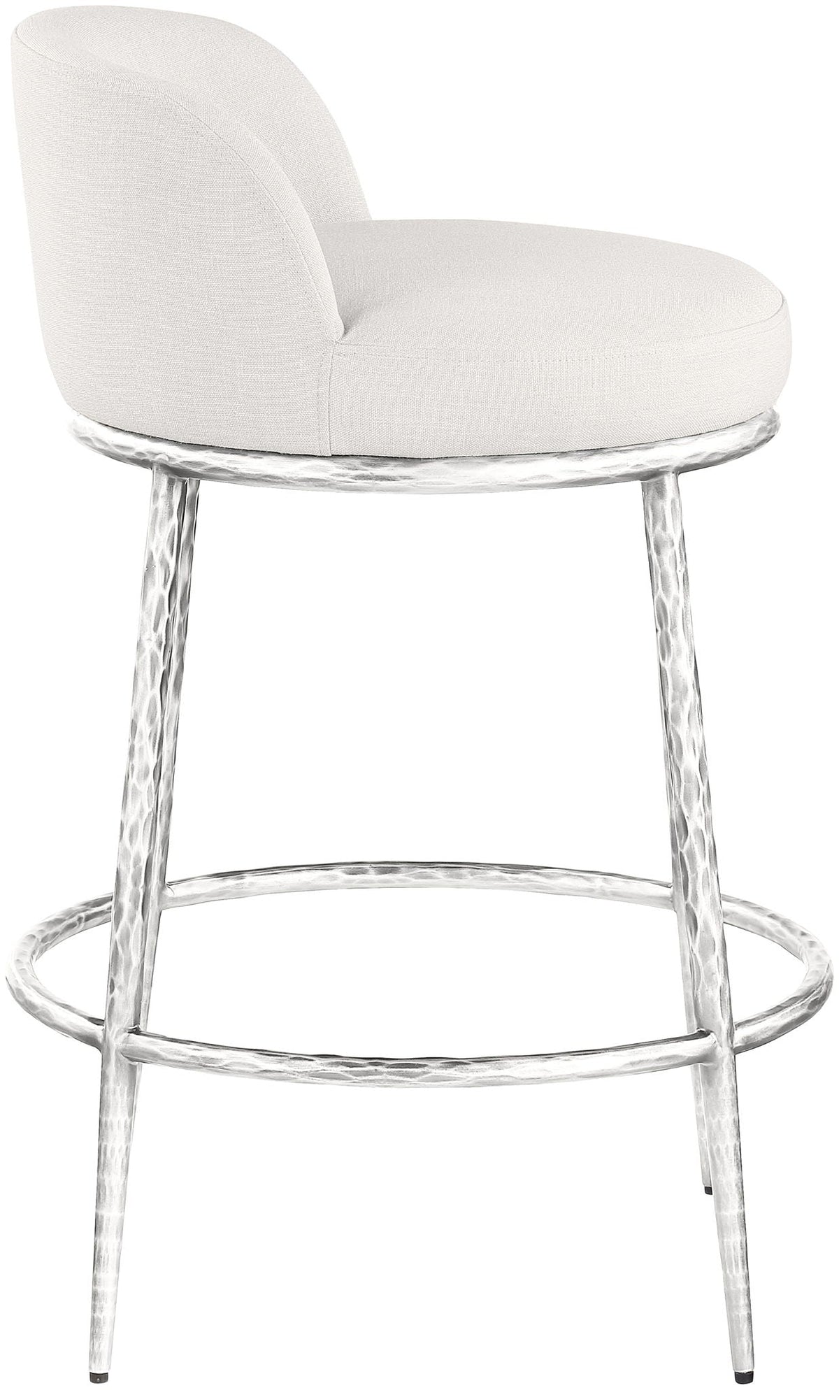Ferro Upholstered Counter Stool with Brushed Silver Base