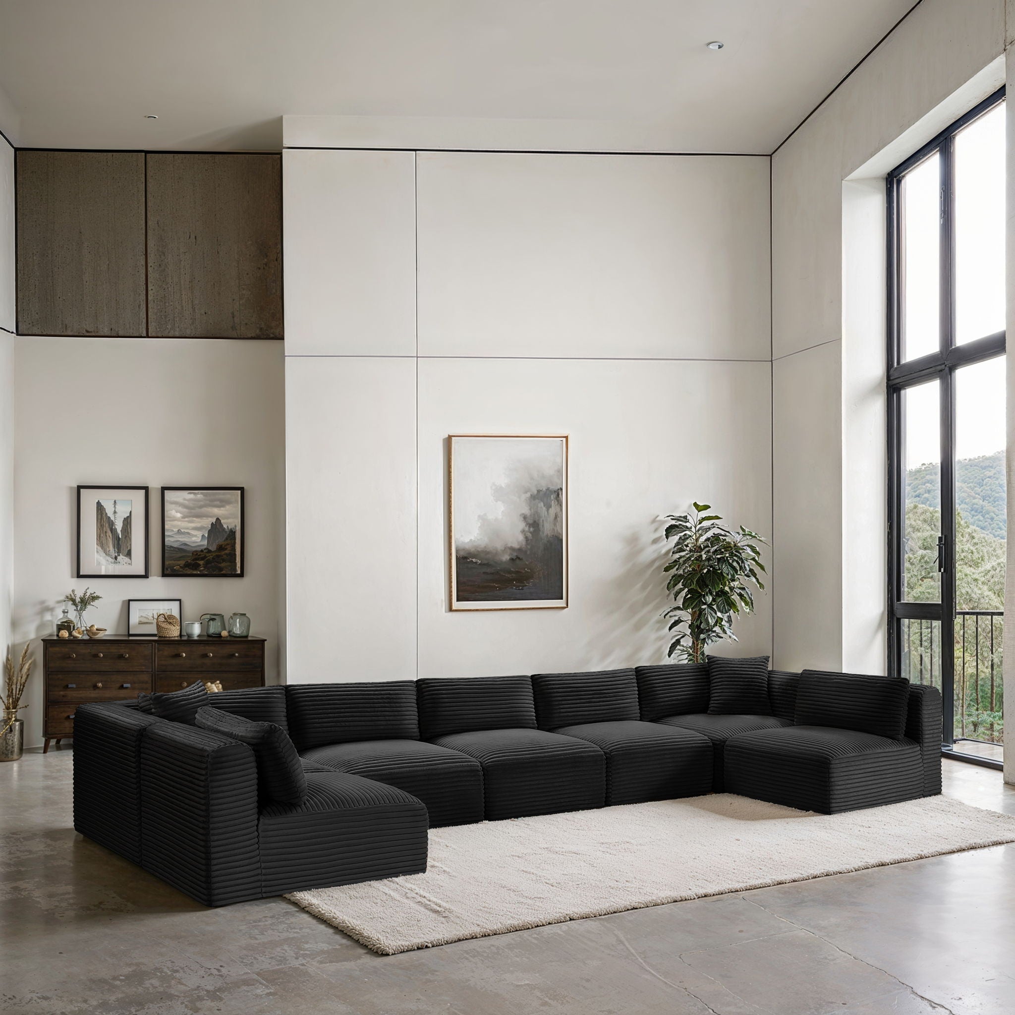 Shaggy - 7 Piece Modular U-Shaped Armless Sectional