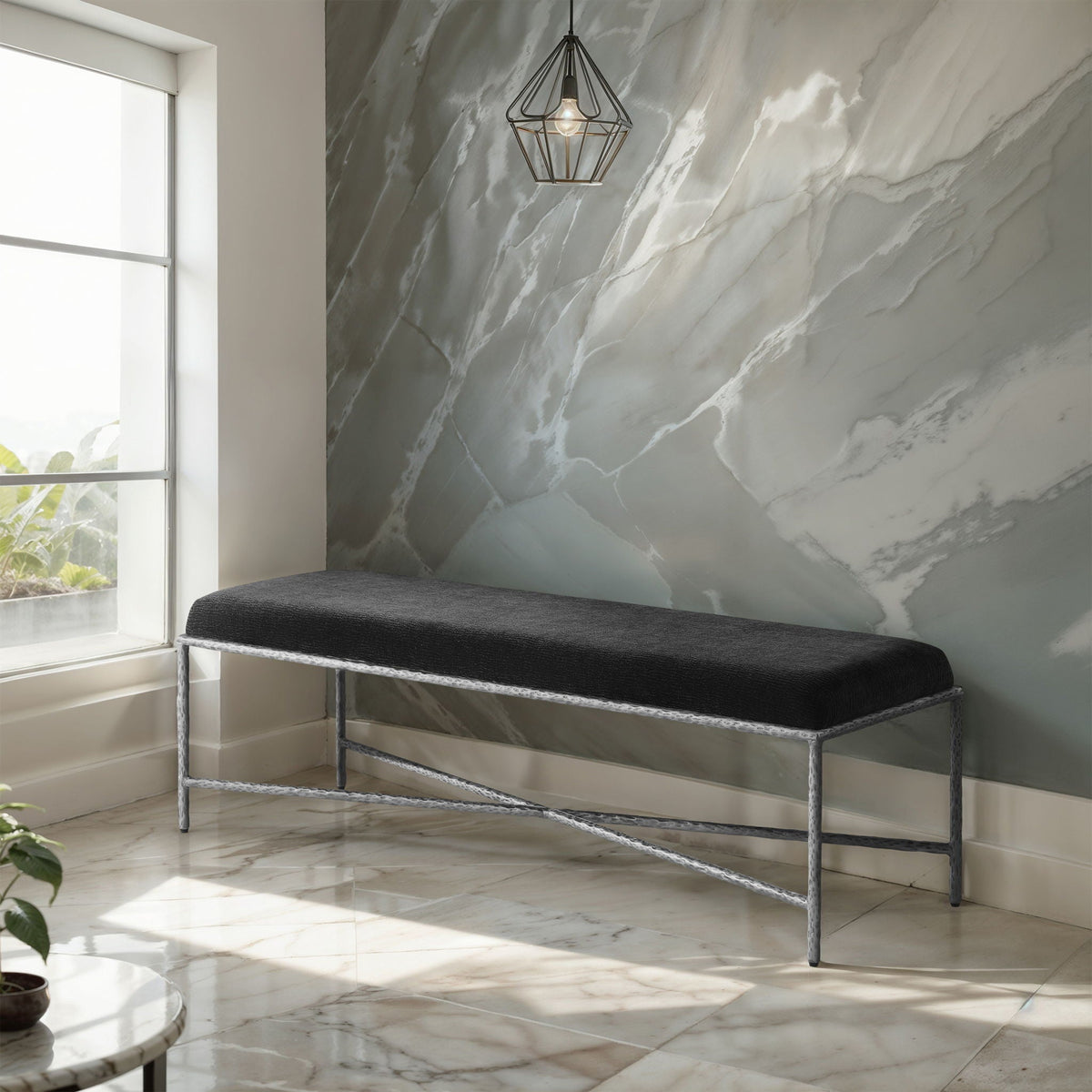 Valley - Bench with Silver Frame
