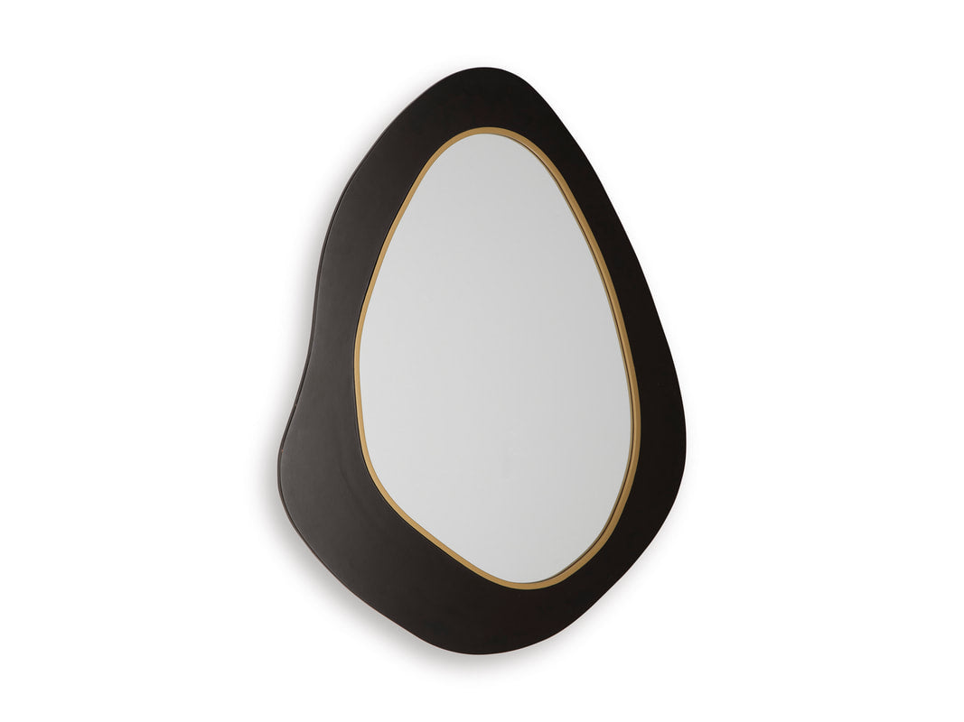 Ashley A8010414 Black & Gold-Tone Accent Mirror — Wood Frame