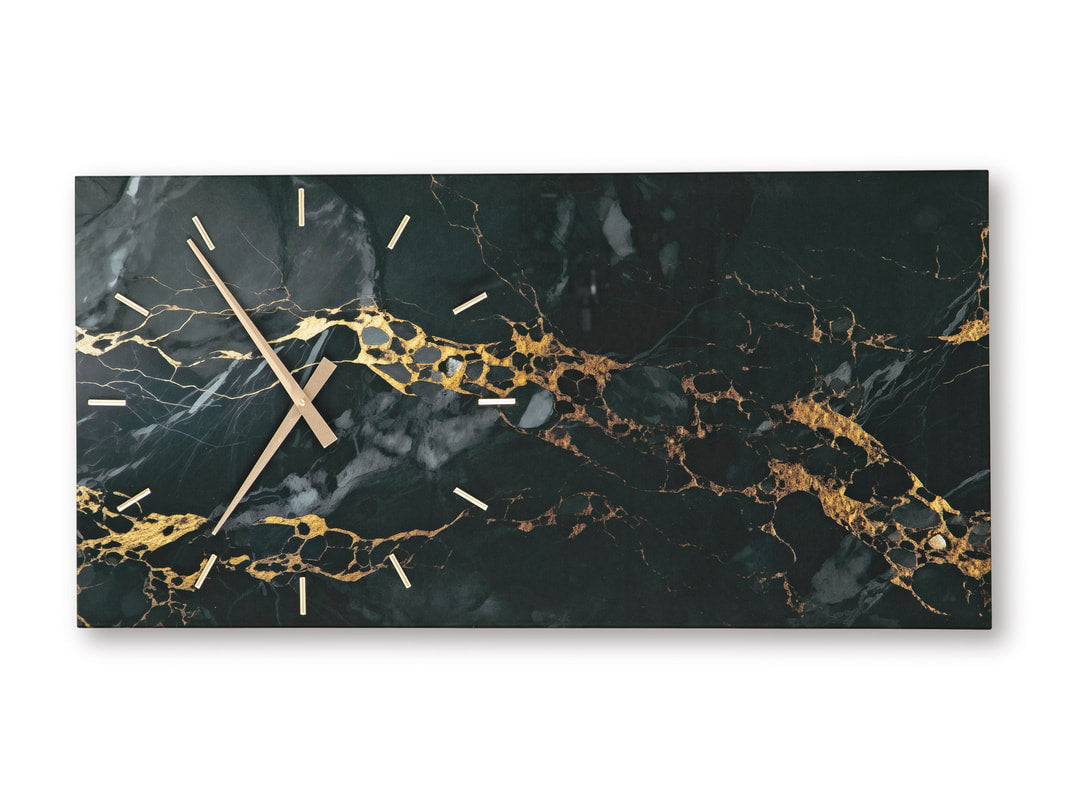 Ashley A8010430 Black & Gold Wall Clock — Hangs Vertically or Horizontally