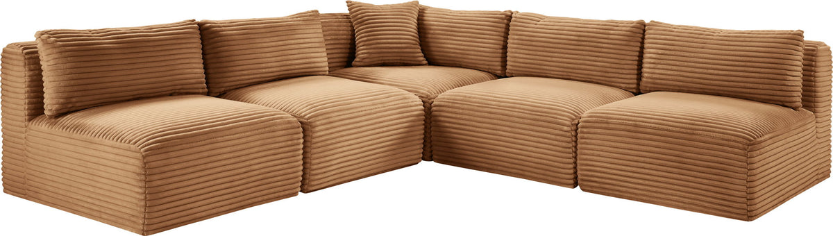 Shaggy - 5 Piece Modular Corner Armless Sectional - Sectional