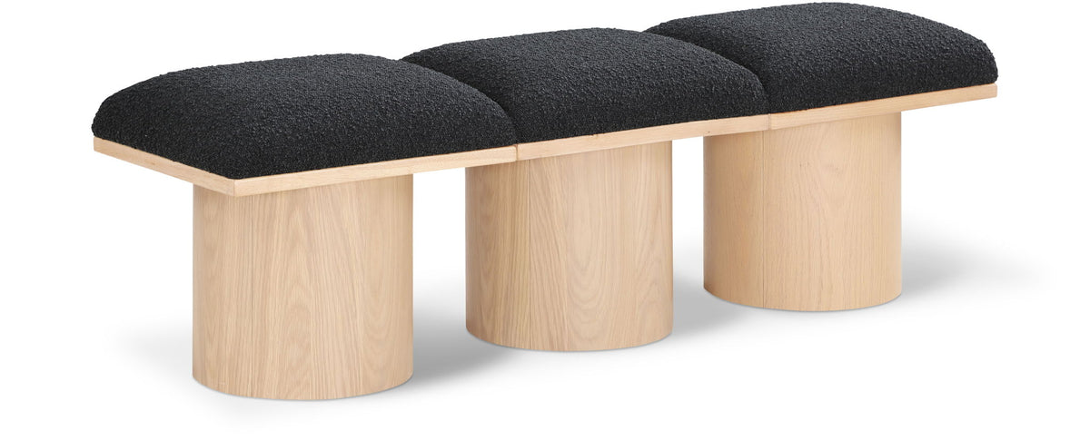 Pavilion Modular Bench 3-Piece Bench, 54"W x 15.5"D — Black / Natural Base