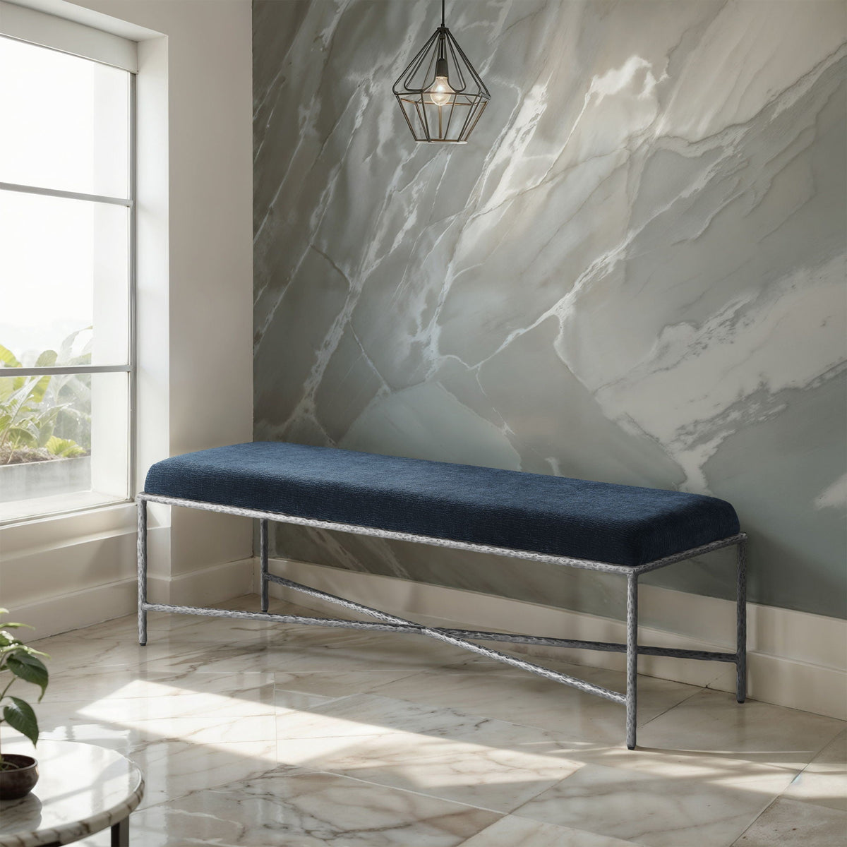 Valley - Bench with Silver Frame