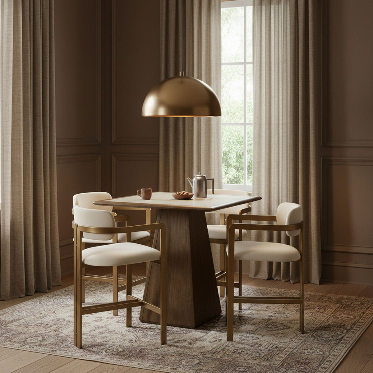 Aurum Vegan Leather Counter Stool with Brushed Brass