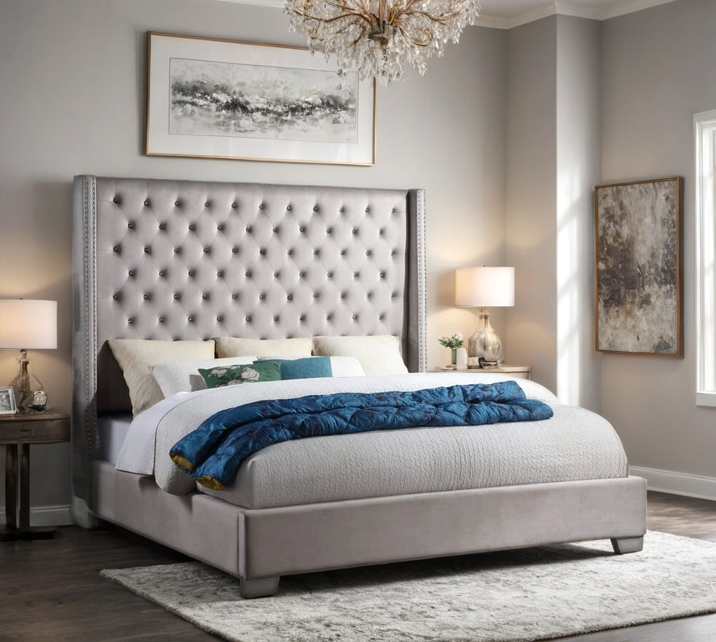 HH329 Diamond Tufted Bed — 6ft Headboard, Queen & King