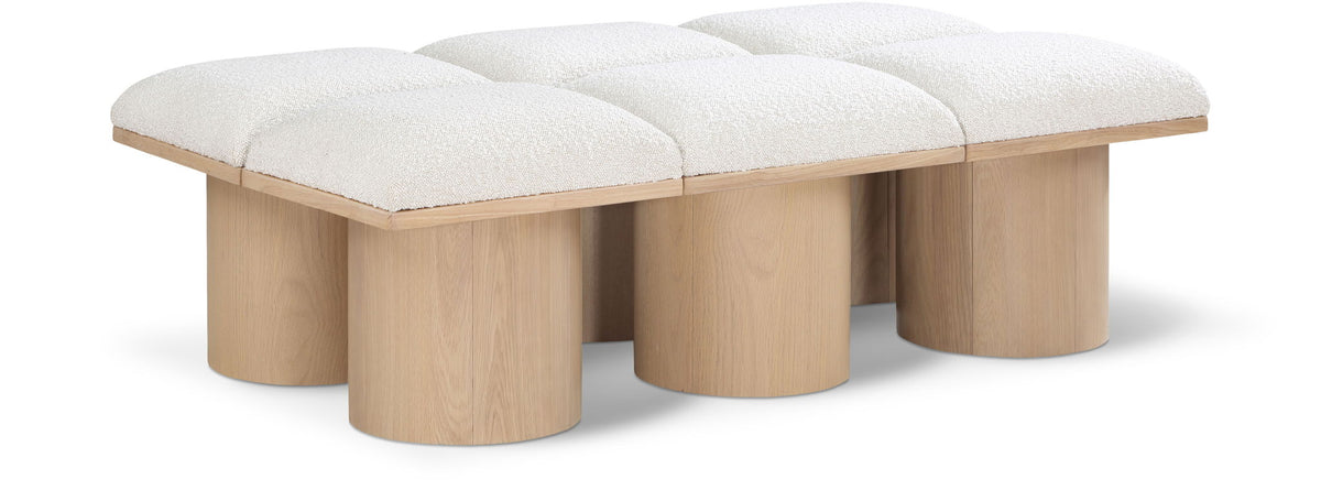 Pavilion Modular Bench 6-Piece Bench, 54"W x 31"D — Cream / Natural Base