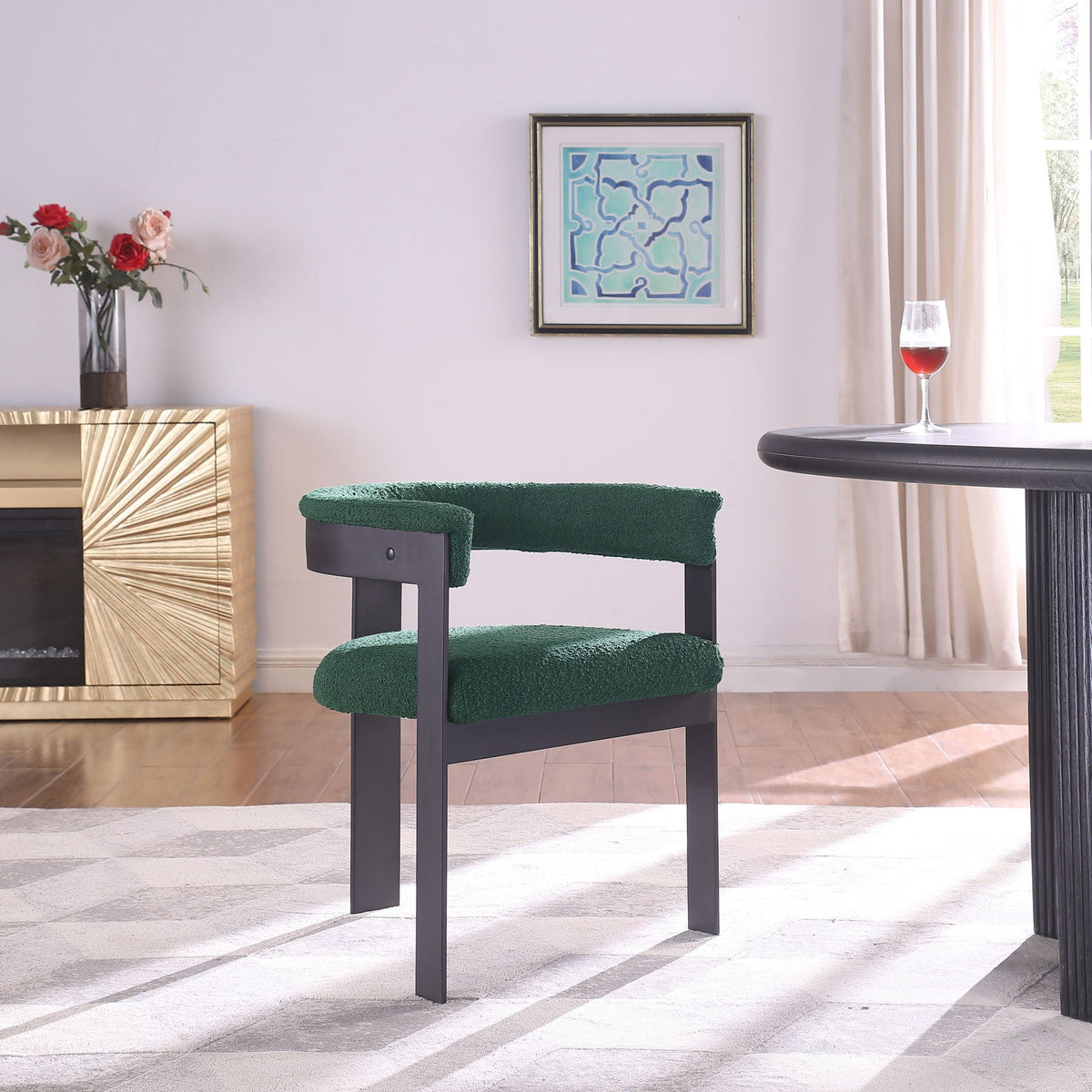 Romeo - Boucle Dining Chair (Set of 2) with Black Base