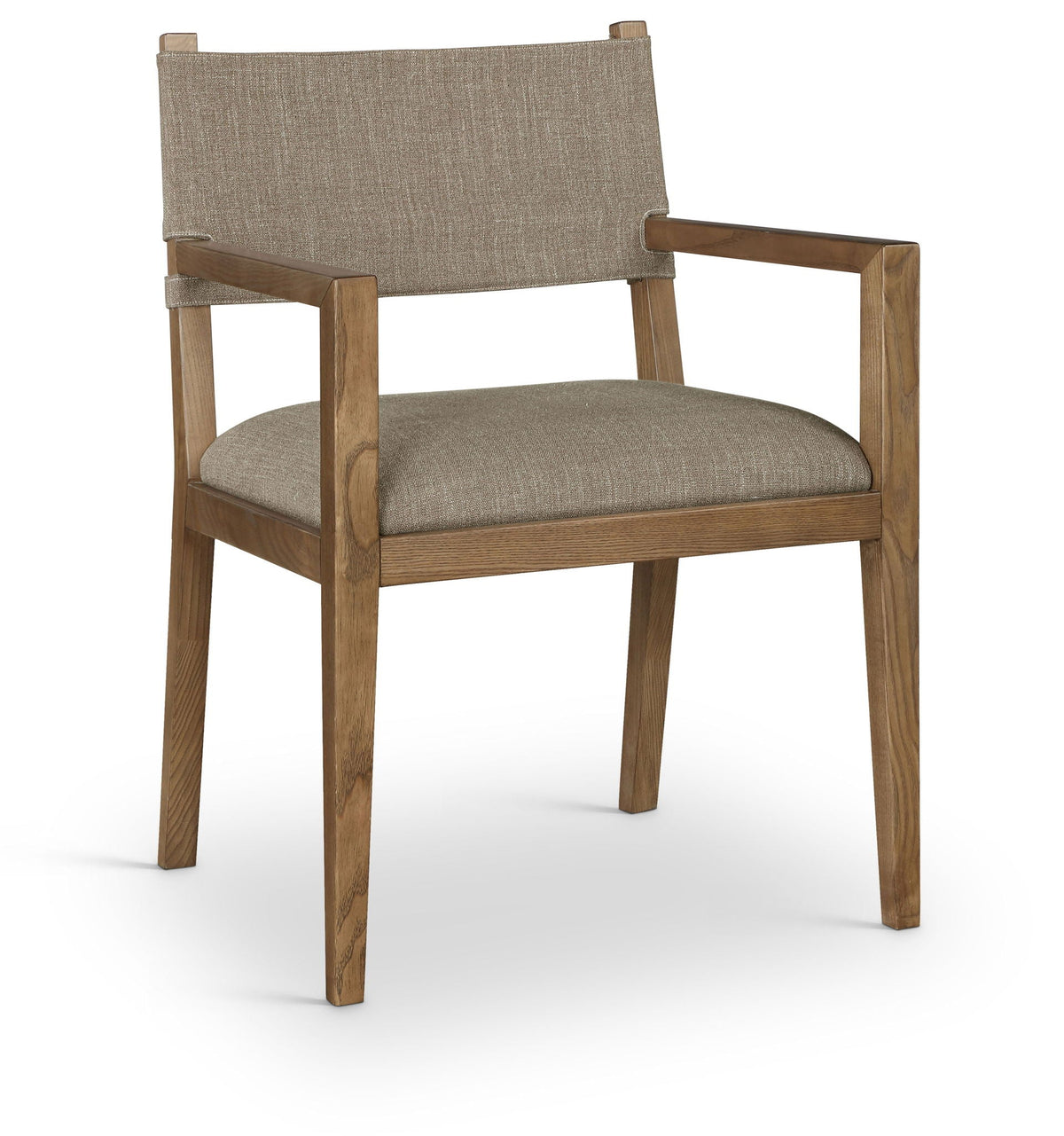 Avon - Linen Textured Performance Fabric Upholstered Dining Arm Chair - Brown