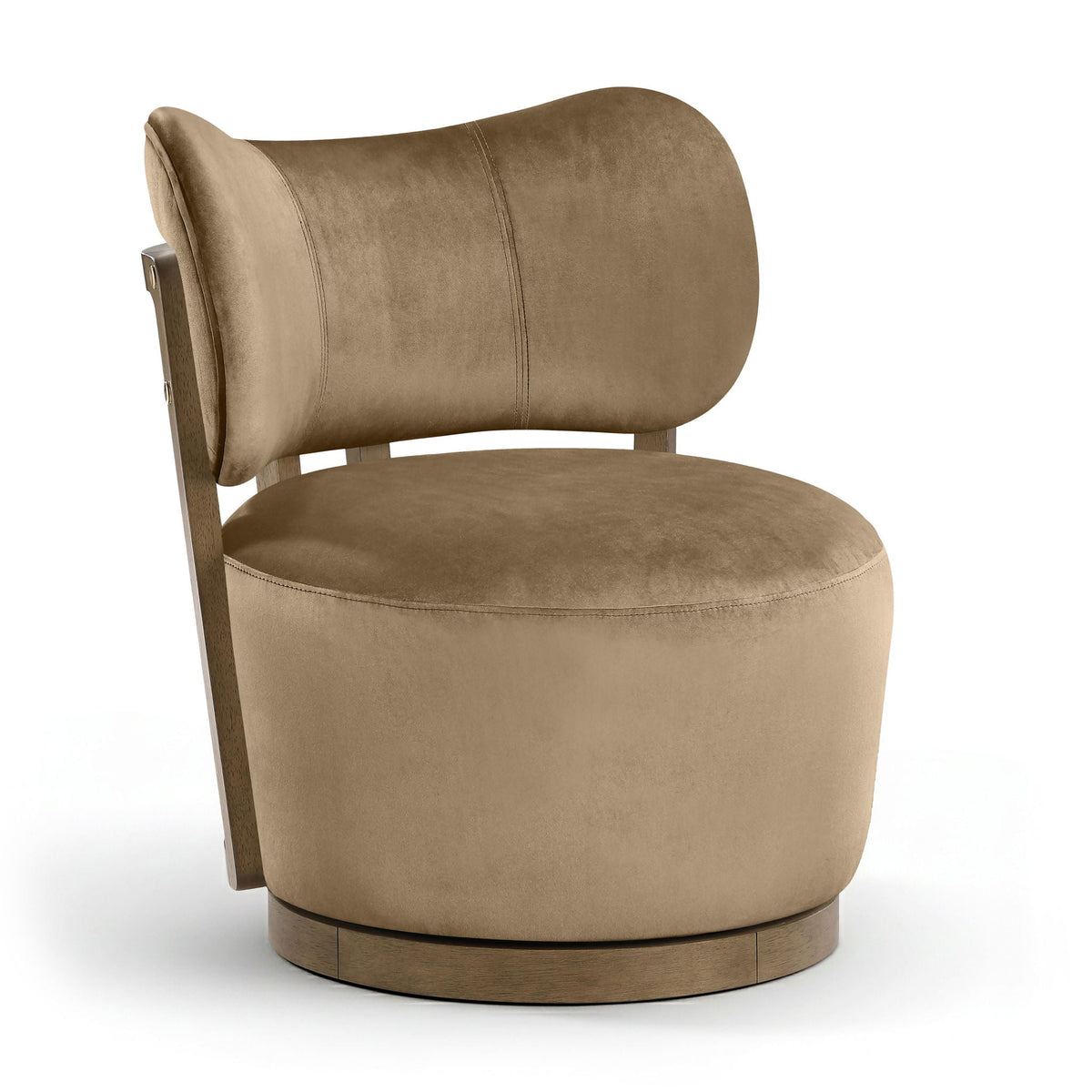 Elara - Velvet Upholstered Swivel Accent Chair with Brown Base