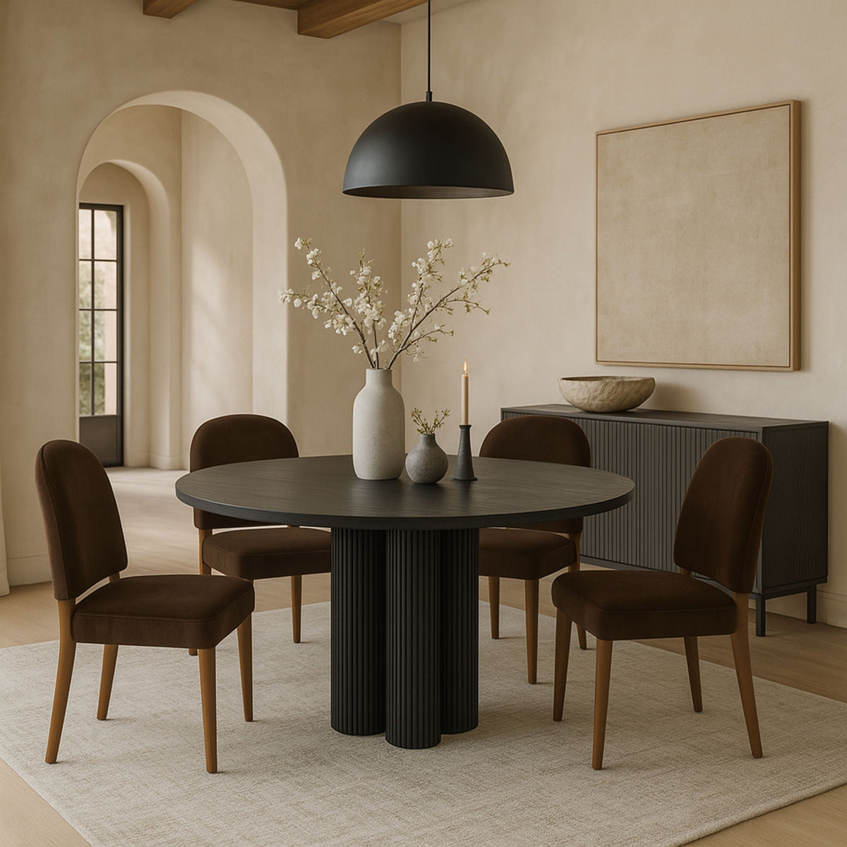 Varinelle - Velvet Dining Chair (Set of 2) with Walnut Frame